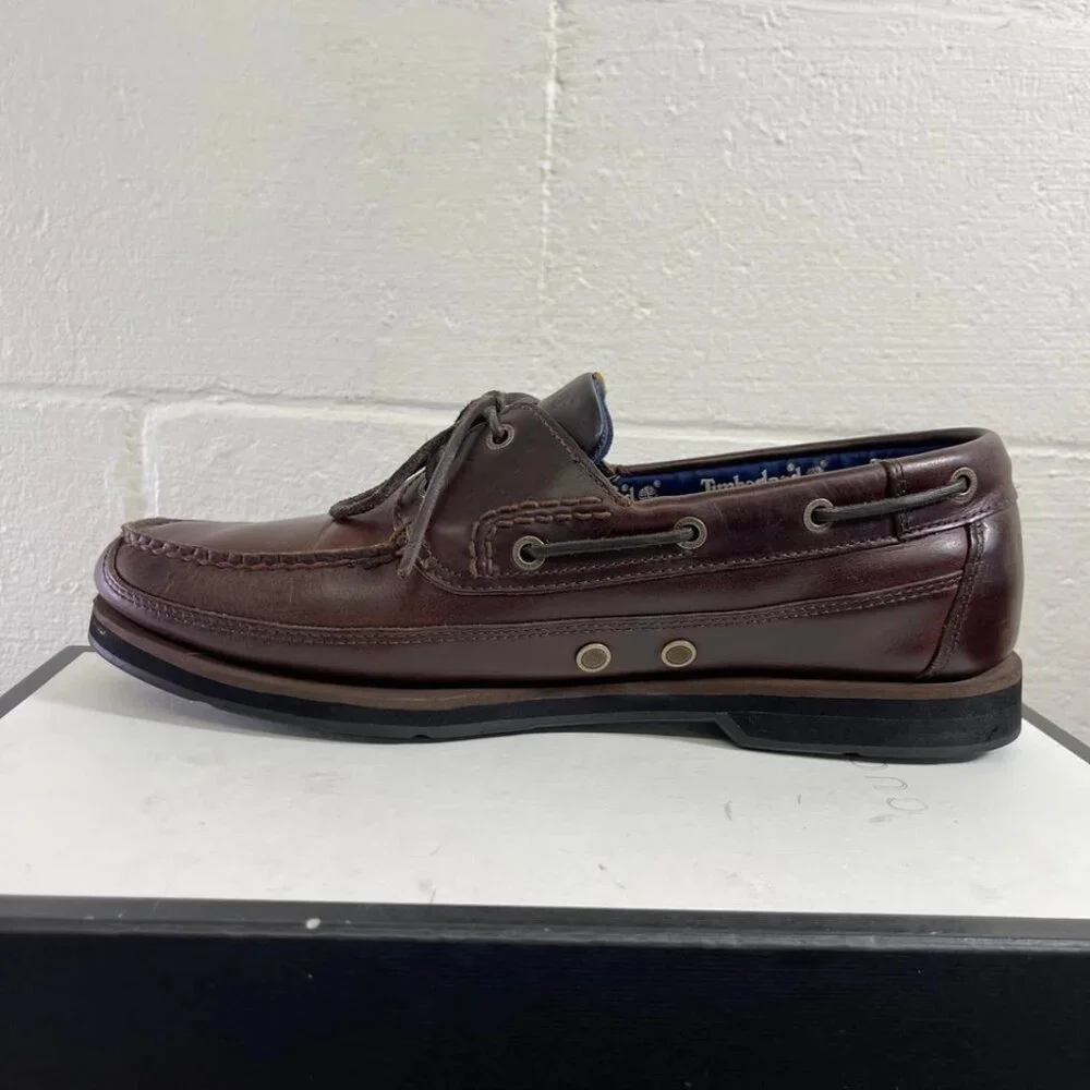 Timberland 55596 Boat Shoe Brown Leather‎ Casual Shoes 2 Eyelet Men's Size 12 M